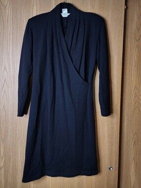 Vintage Max Mara 100% Virgin Wool Draped Midi Dress